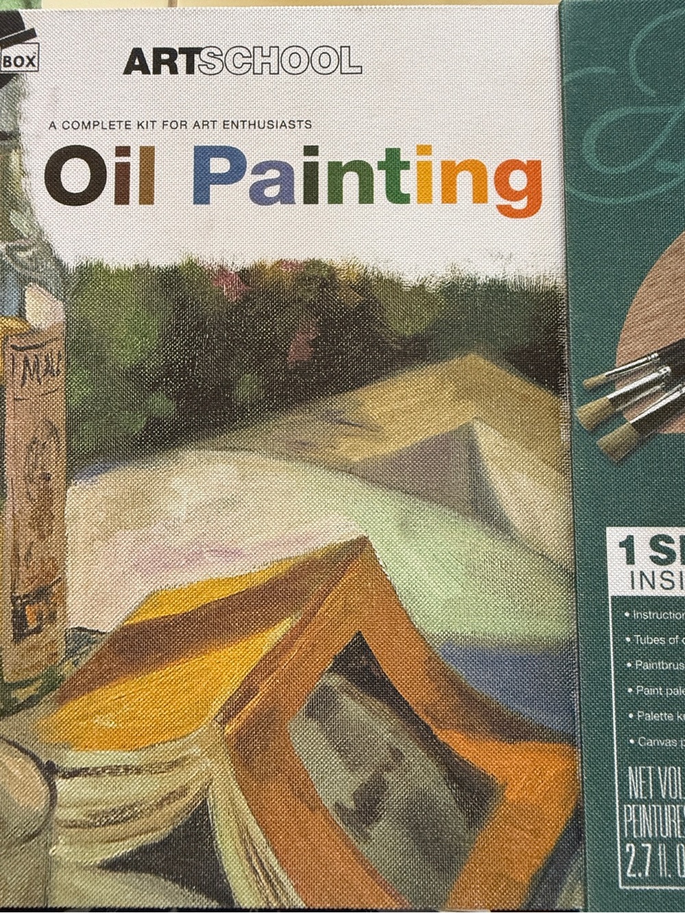 New Oil Painting Kit — canvas, paint, brushes